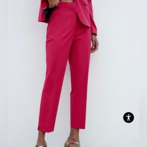 Zara Hot Pink Flat Front Stretch Dress Pants